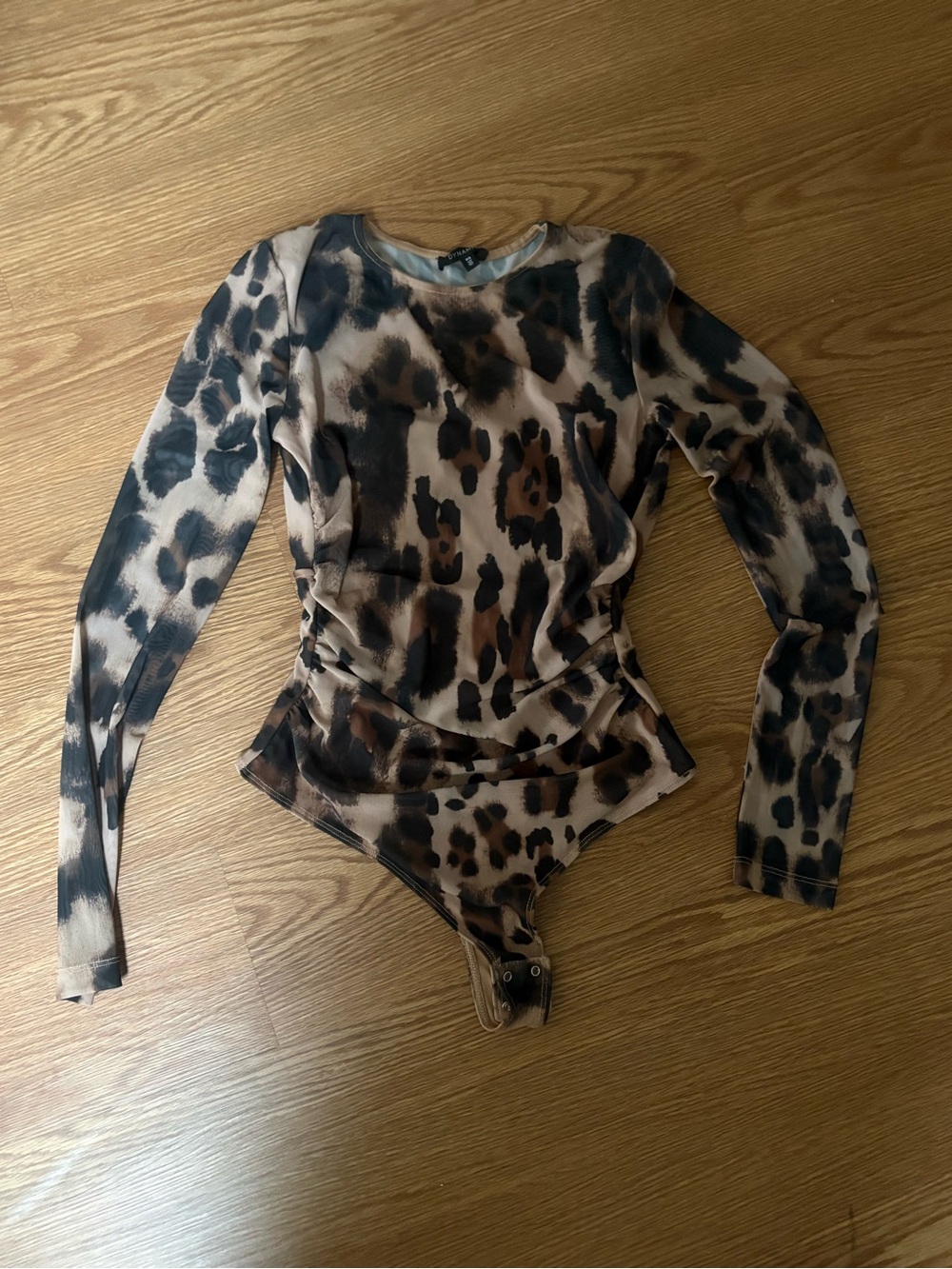 Dynamite Leopard-Print Long Sleeve Bodysuit - Brown/Black